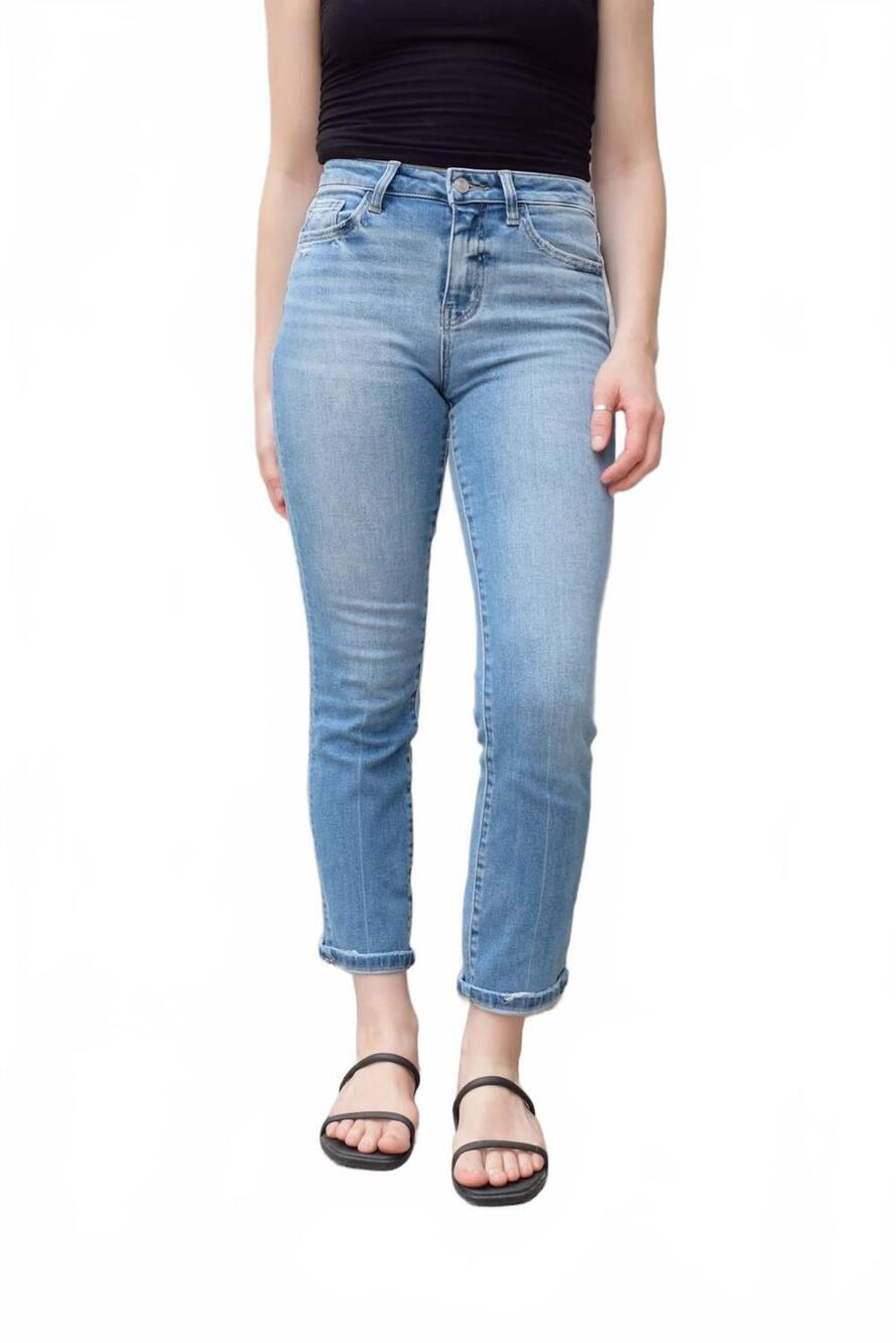 NEW VERVET BY FLYING MONKEY remi crop slim straight jeans in pink